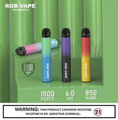 Cig saudável descartável do dispositivo 850mah E da vagem do RGB Mesh Coil 6ml Vape
